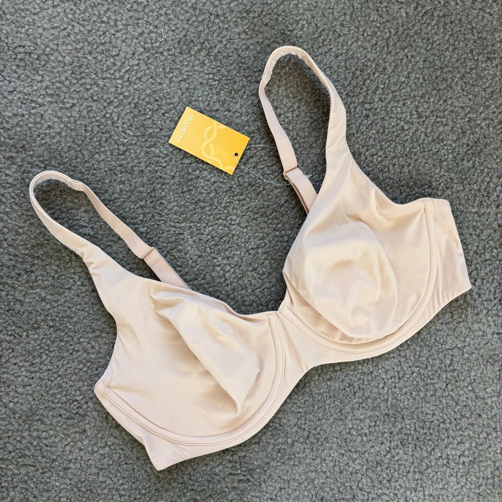 NWT Delmira Scoop Neck Nude Lined Underwire Bra | Sz 38D